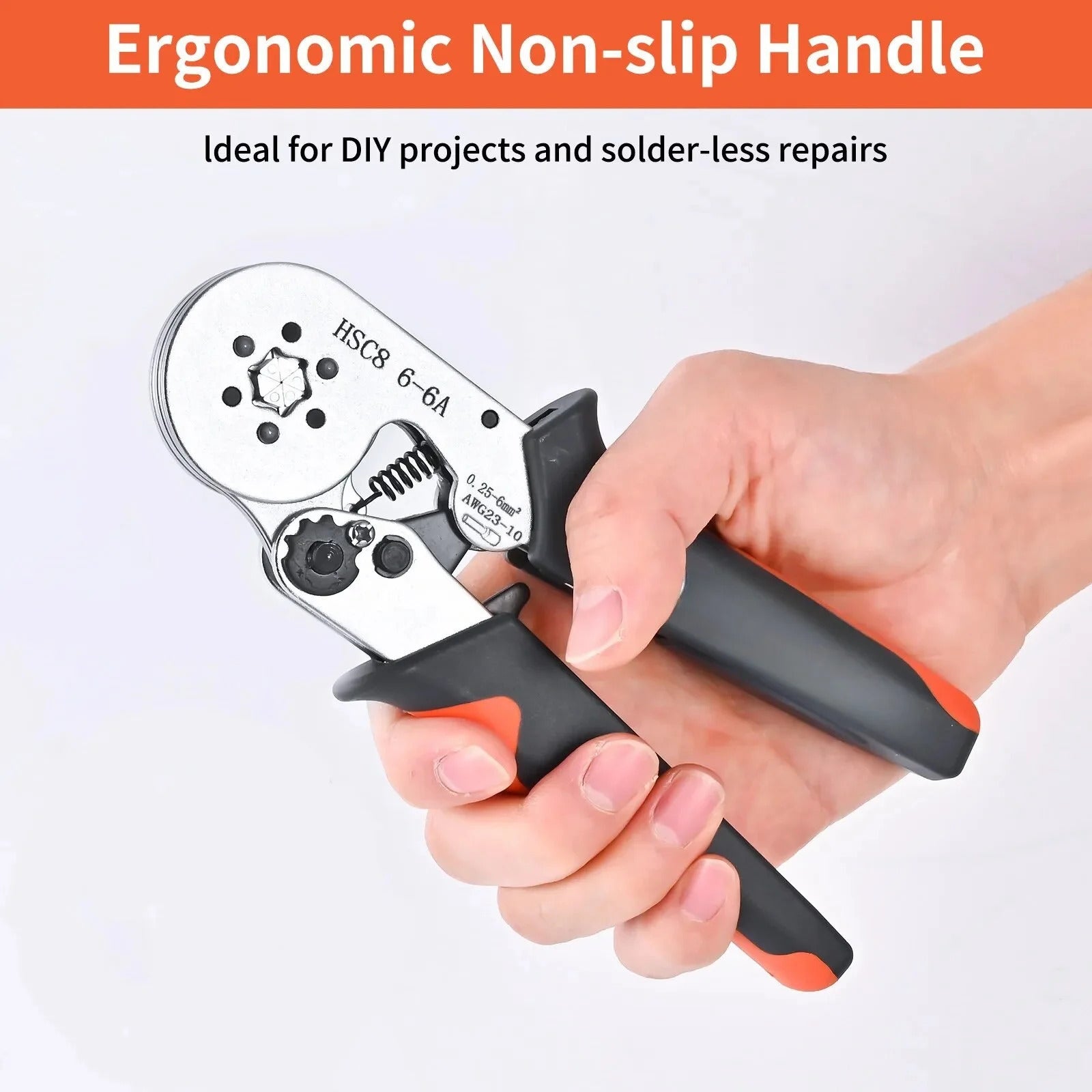 HSC8 Professional Ferrule Crimping Pliers - 0.25-10mm² Wire Terminal Tool with CE Certification