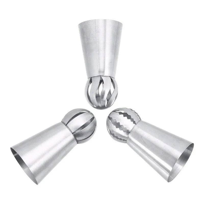 3Pcs Professional Stainless Steel Pastry Tips Set - Icing Nozzles for Cupcake, Cake Decorating & Puff Baking