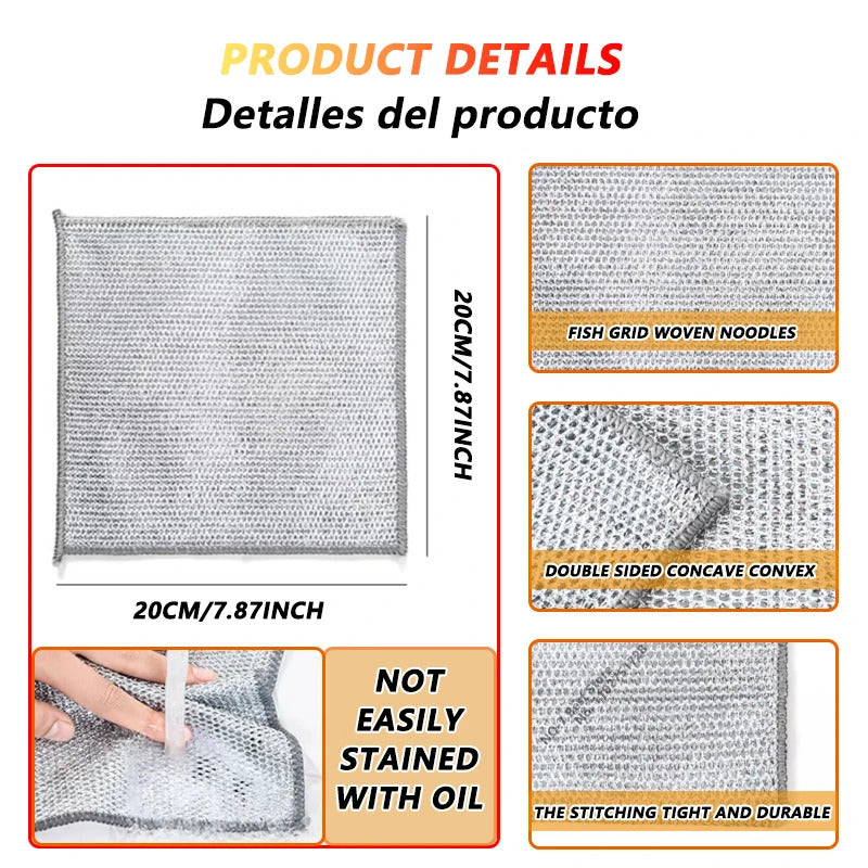 Magic Wire Grid Cleaning Cloth - Multipurpose Miracle Dishwashing Net for Kitchen & Home