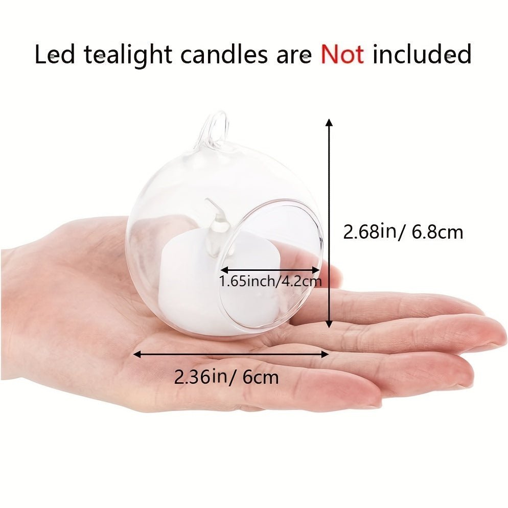 Hanging Glass Tealight Holders Set of 24 - Mini Clear Globe Candle Holders 6cm