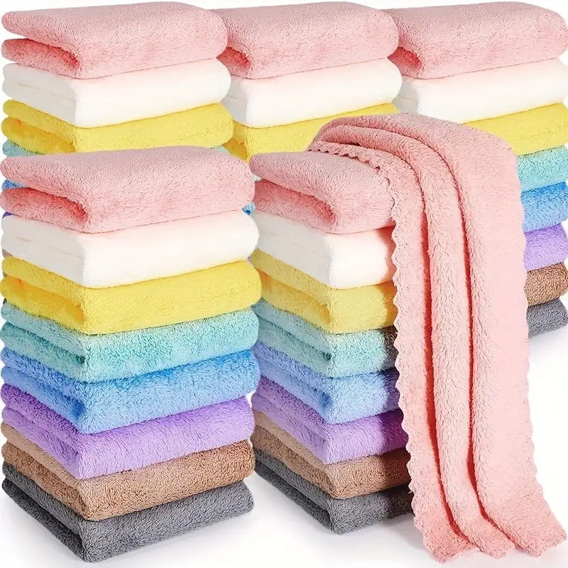 20pcs Solid Color Washcloth Set – Soft, Absorbent Small Towels for Home & Bathroom, 9.8" x 9.8"