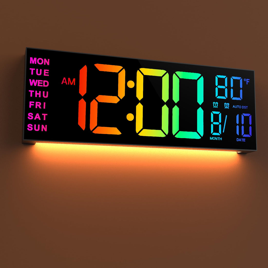 16.2 inch large digital wall clock with bright LED display showing time and date