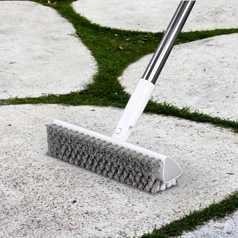 52.3" Extendable Stainless Steel Scrubbing Brush – 180° Rotating Dual-Sided Bristles for Pool, Deck, Patio, Bathroom & Kitchen Cleaning
