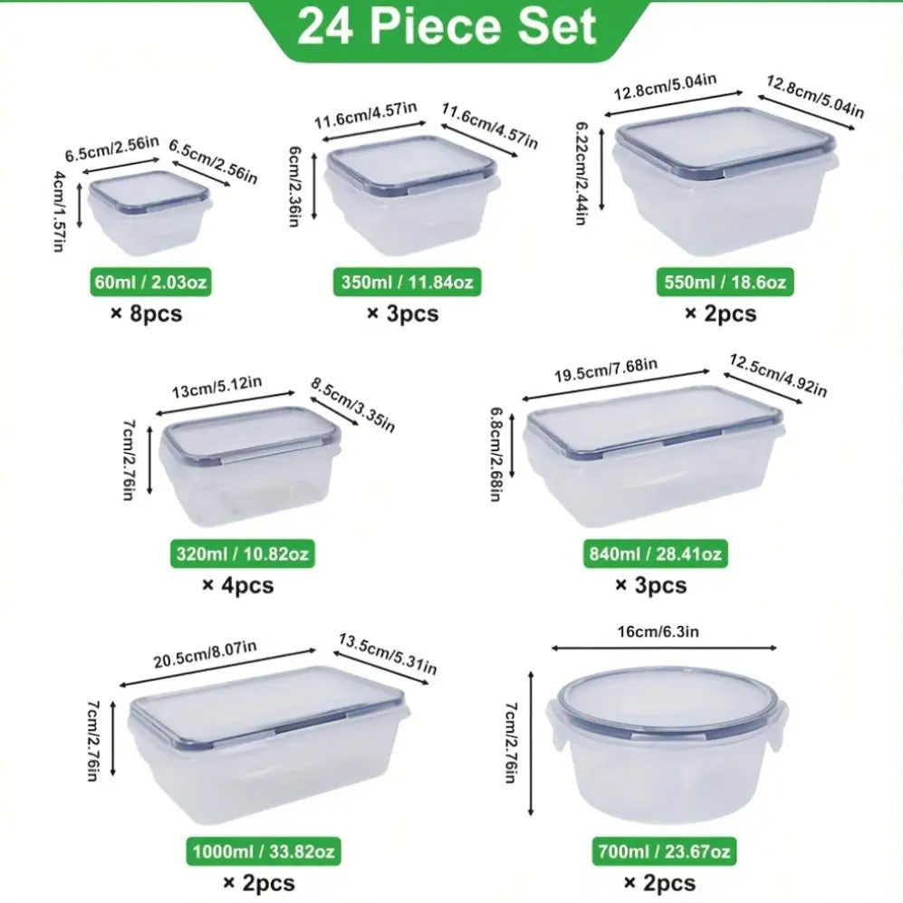 48-Piece Food Storage Container Set - BPA-Free Airtight Containers with Easy-Lock Lids, Labels & Marker for Kitchen Organization & Meal Prep