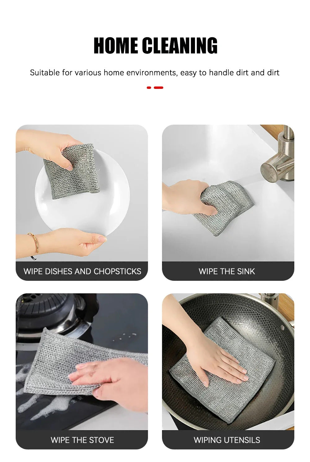 Magic Wire Grid Cleaning Cloth - Multipurpose Miracle Dishwashing Net for Kitchen & Home