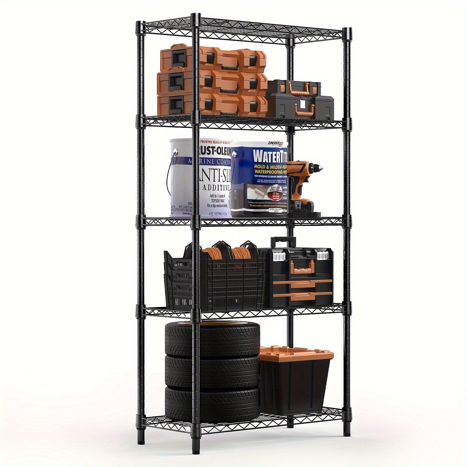 2000 lbs Heavy-Duty Steel Storage Shelving Unit – Multi-Tier Utility Wire Rack for Home, Kitchen, Office & Garage