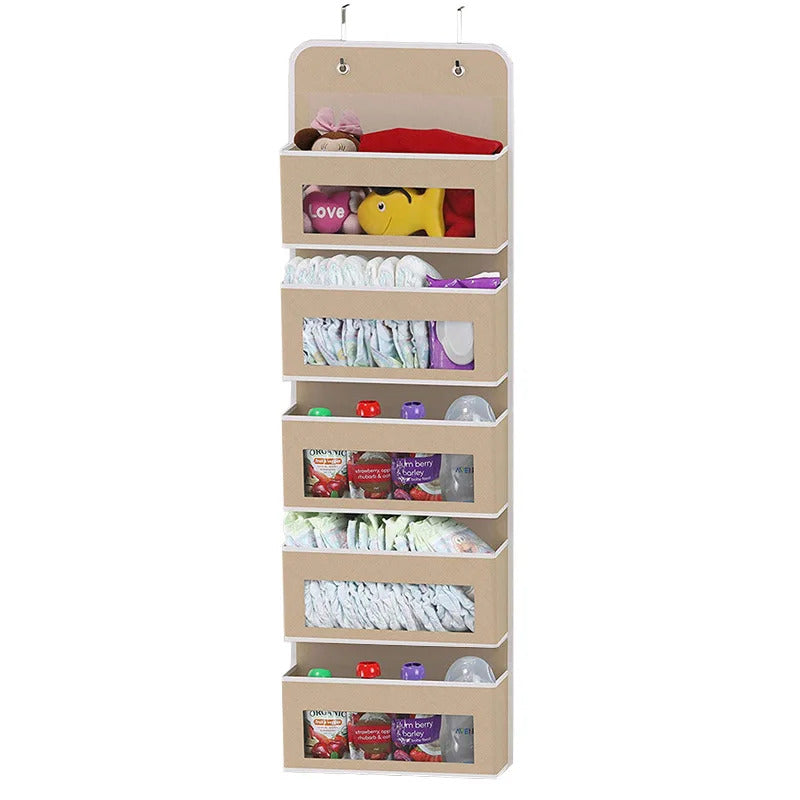 5-Shelf Hanging Door Organizer - Anti-Tilt Behind Door Storage with Large Capacity Pockets