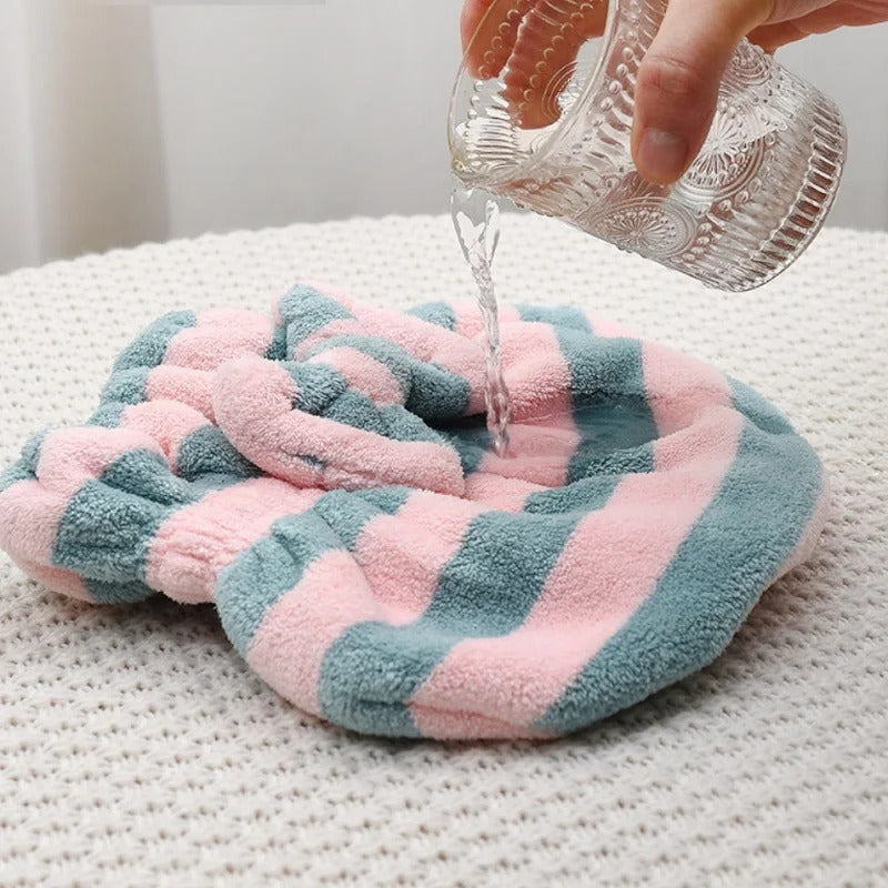 Quick-Dry Super Absorbent Hair Towel Cap for Women - Striped Pattern Fast Drying Hair Bonnet & Shower Accessory