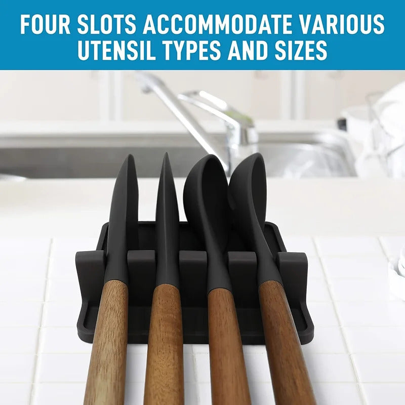 Non-Slip Silicone Tableware Drying Rack - Multifunctional Utensil Organizer for Forks, Spatulas & More