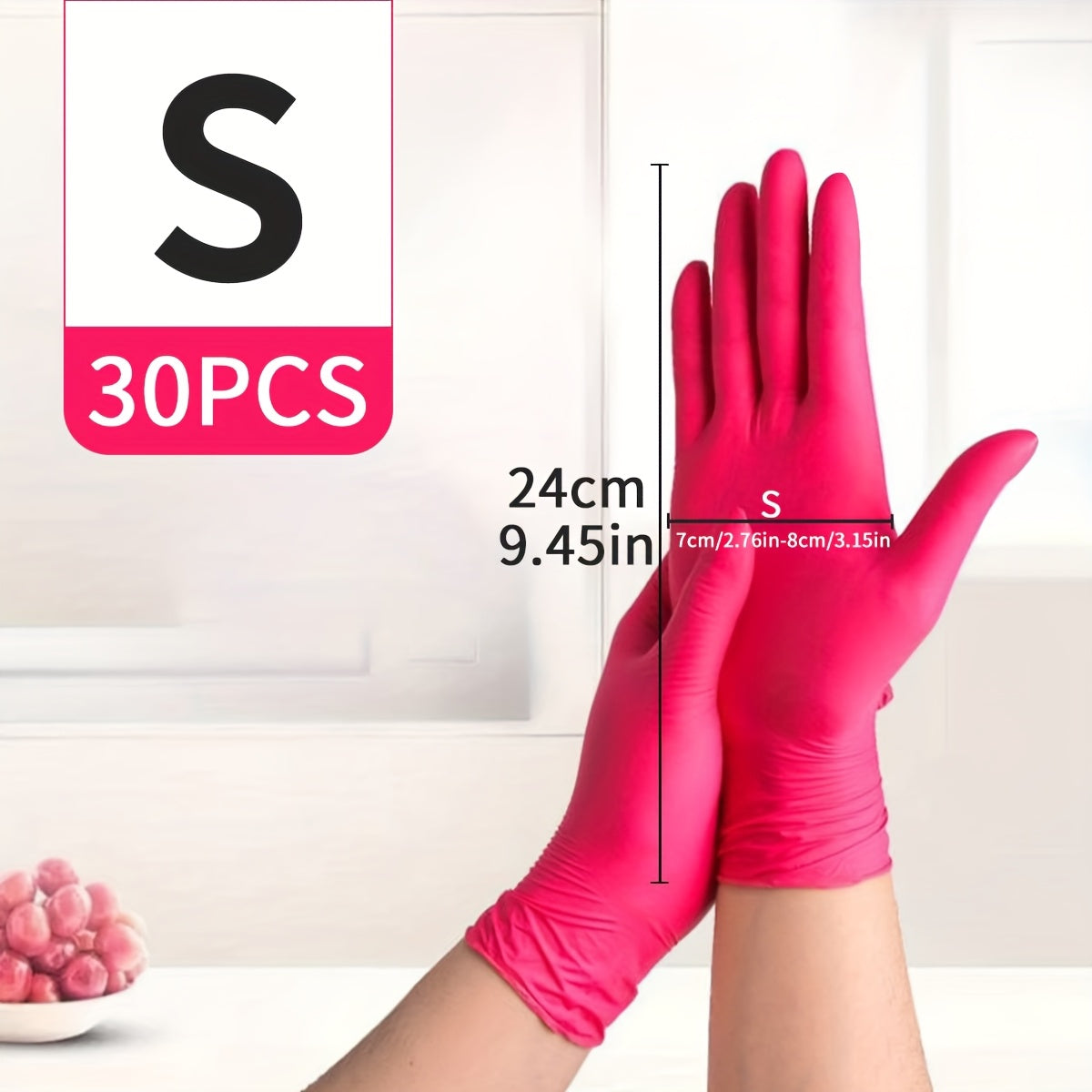 Premium Deep Pink Nitrile Disposable Gloves - Waterproof Kitchen & Cleaning Gloves for Home, Pet Care & Hair Styling