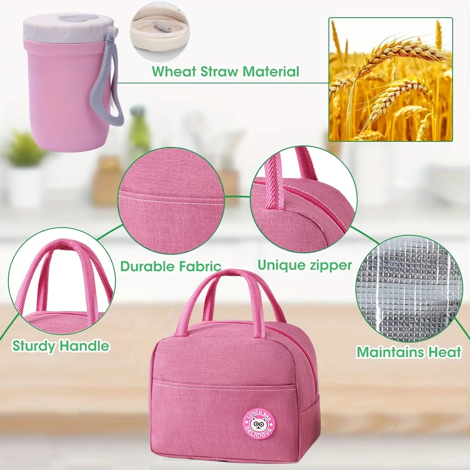 2-Layer Bento Box Complete Set with Cup, Bag & Cutlery - Premium Lunch Box with Multi-Compartments & Sauce Container for Work & Travel