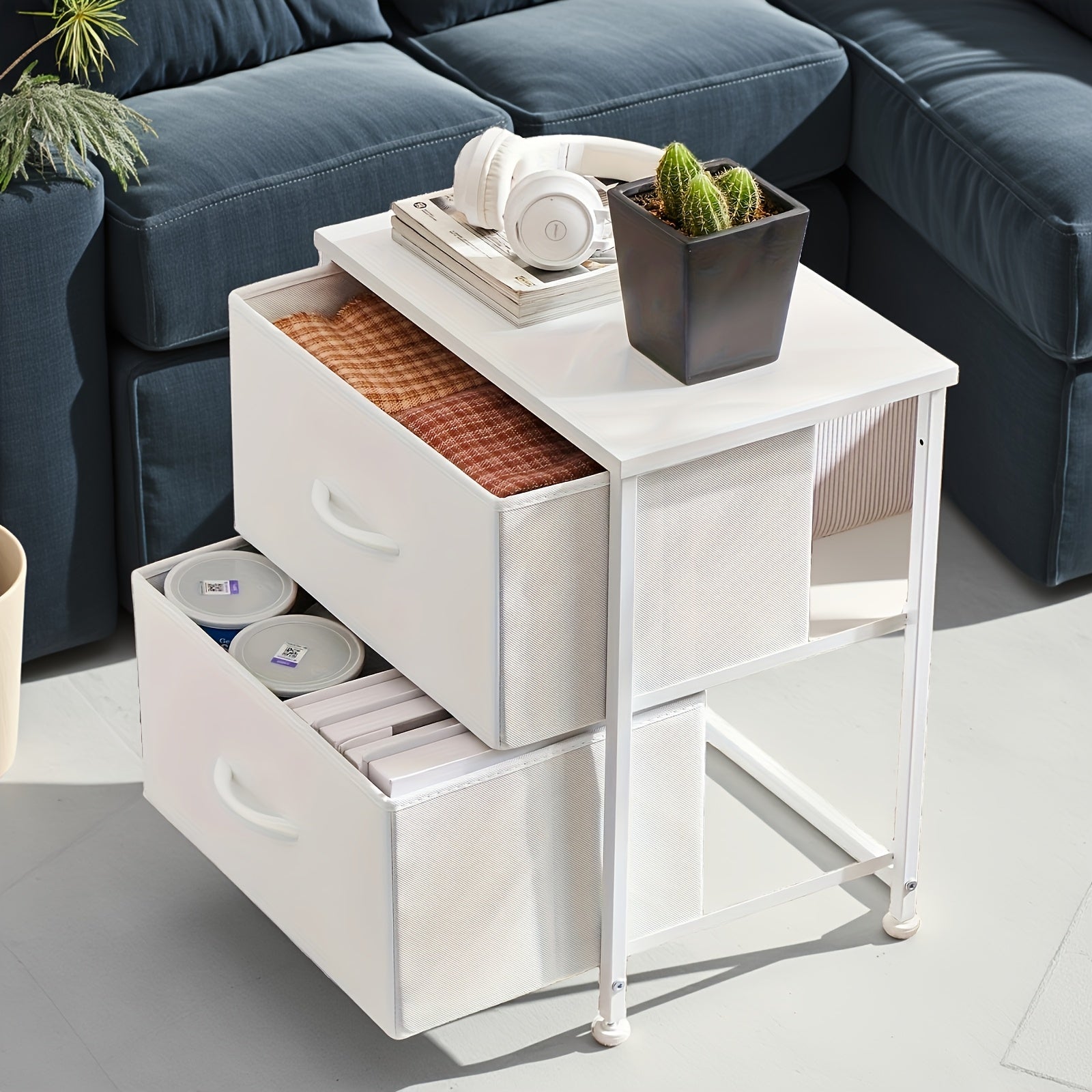 2-Drawer Storage Nightstand - 20" Wooden End Table Set