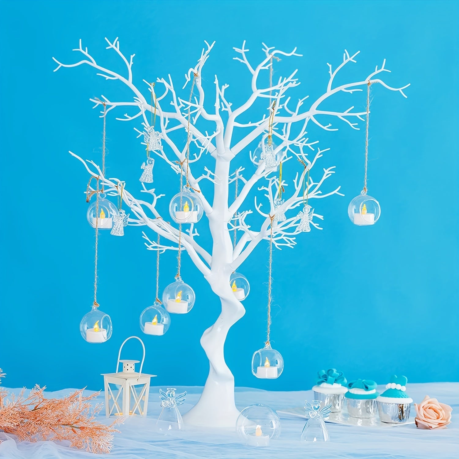 Hanging Glass Tealight Holders Set of 24 - Mini Clear Globe Candle Holders 6cm