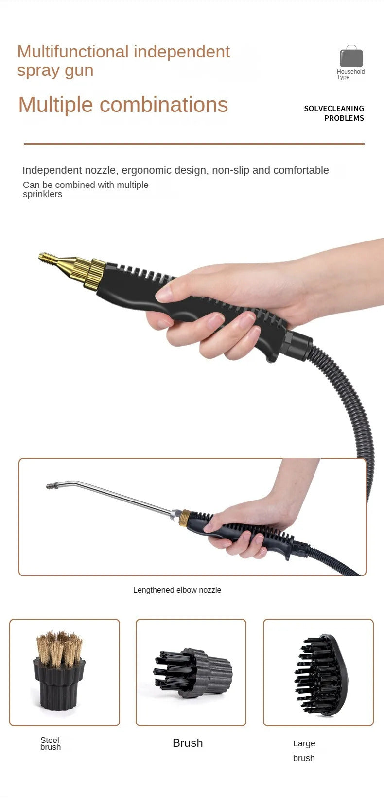 2500W High-Temperature Steam Cleaner - Multi-Purpose Jet Washer for Kitchen, Car & Home