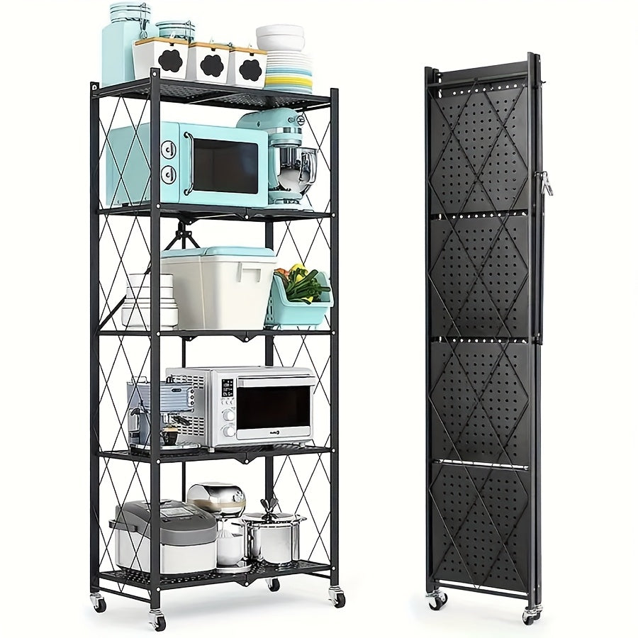 Rolling Metal Storage Rack - 3/4/5 Tier Adjustable Shelving