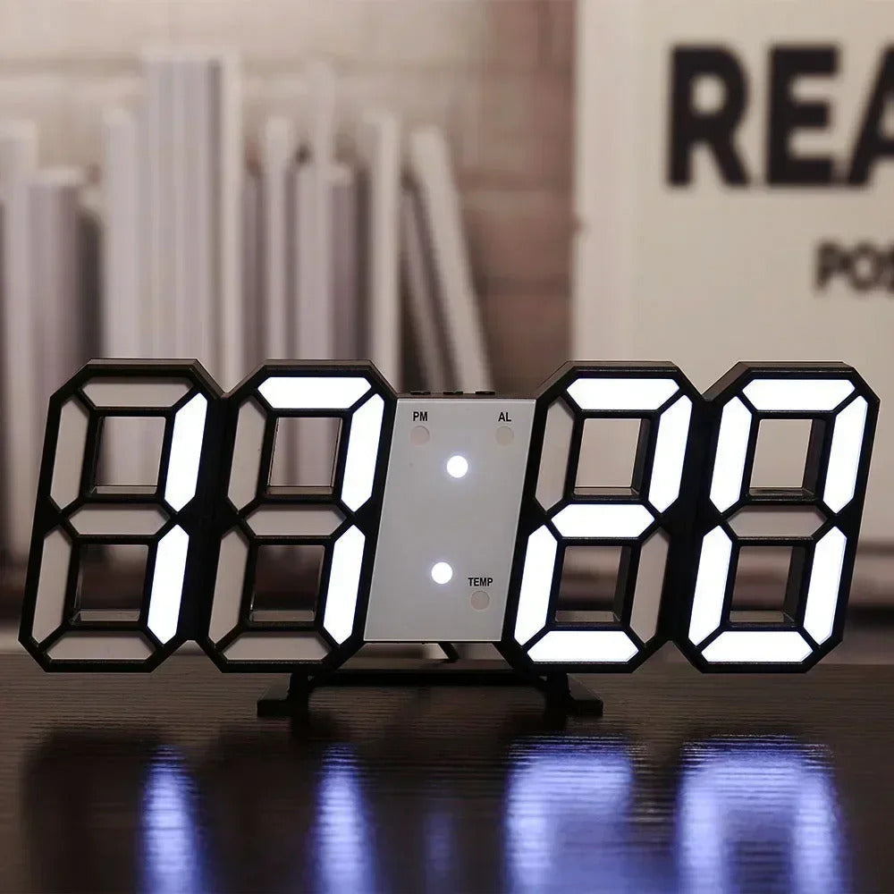 3D LED Digital Wall Clock - Modern Smart Display Clock with Temperature & Multiple Alarms