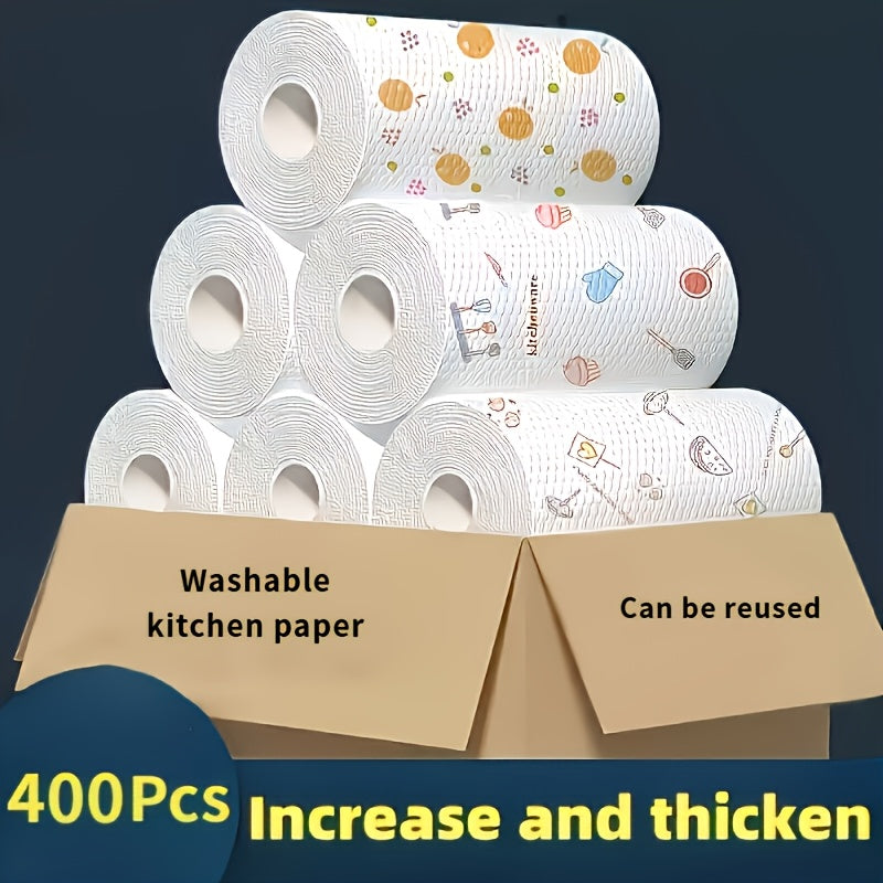200/400pcs Disposable Kitchen Cleaning Cloths – Washable Wet & Dry Lazy Rags, Oil-Resistant, Non-Stick, Multi-Purpose Household Towels