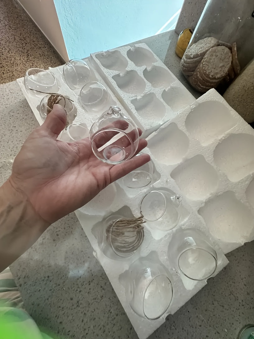 Hanging Glass Tealight Holders Set of 24 - Mini Clear Globe Candle Holders 6cm