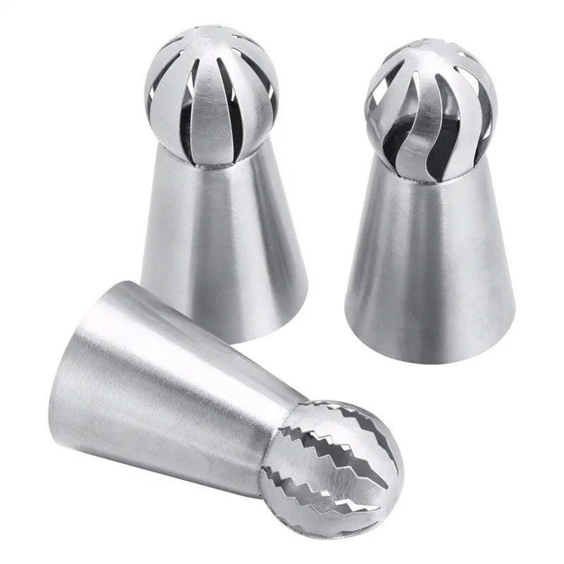 3Pcs Professional Stainless Steel Pastry Tips Set - Icing Nozzles for Cupcake, Cake Decorating & Puff Baking