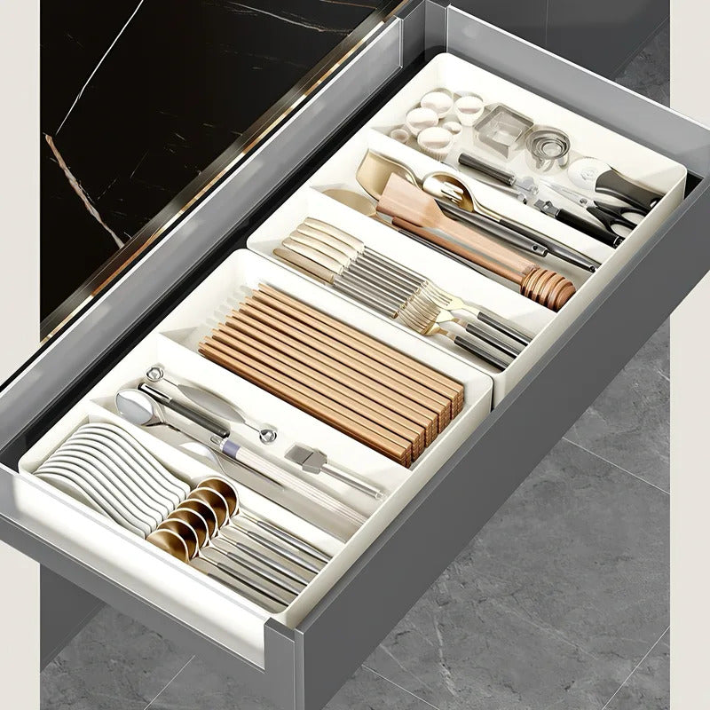 Versatile Adjustable Organizer Set - Multi-Space Storage Solution for Desk, Kitchen, Coffee Bar & Office