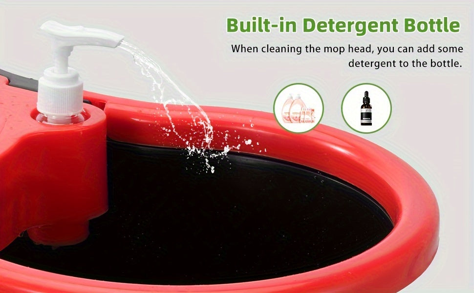 Spin Mop & Bucket with Wringer – 360° Spinning Floor Cleaning System, 3 Microfiber Heads, 61" Adjustable Stainless Steel Handle