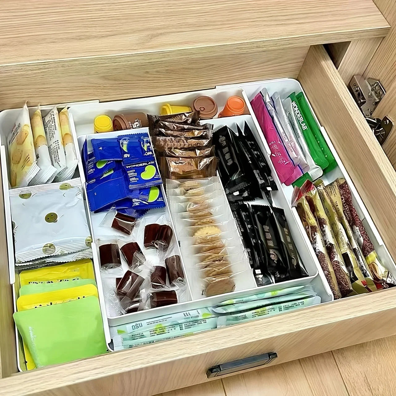 Versatile Adjustable Organizer Set - Multi-Space Storage Solution for Desk, Kitchen, Coffee Bar & Office