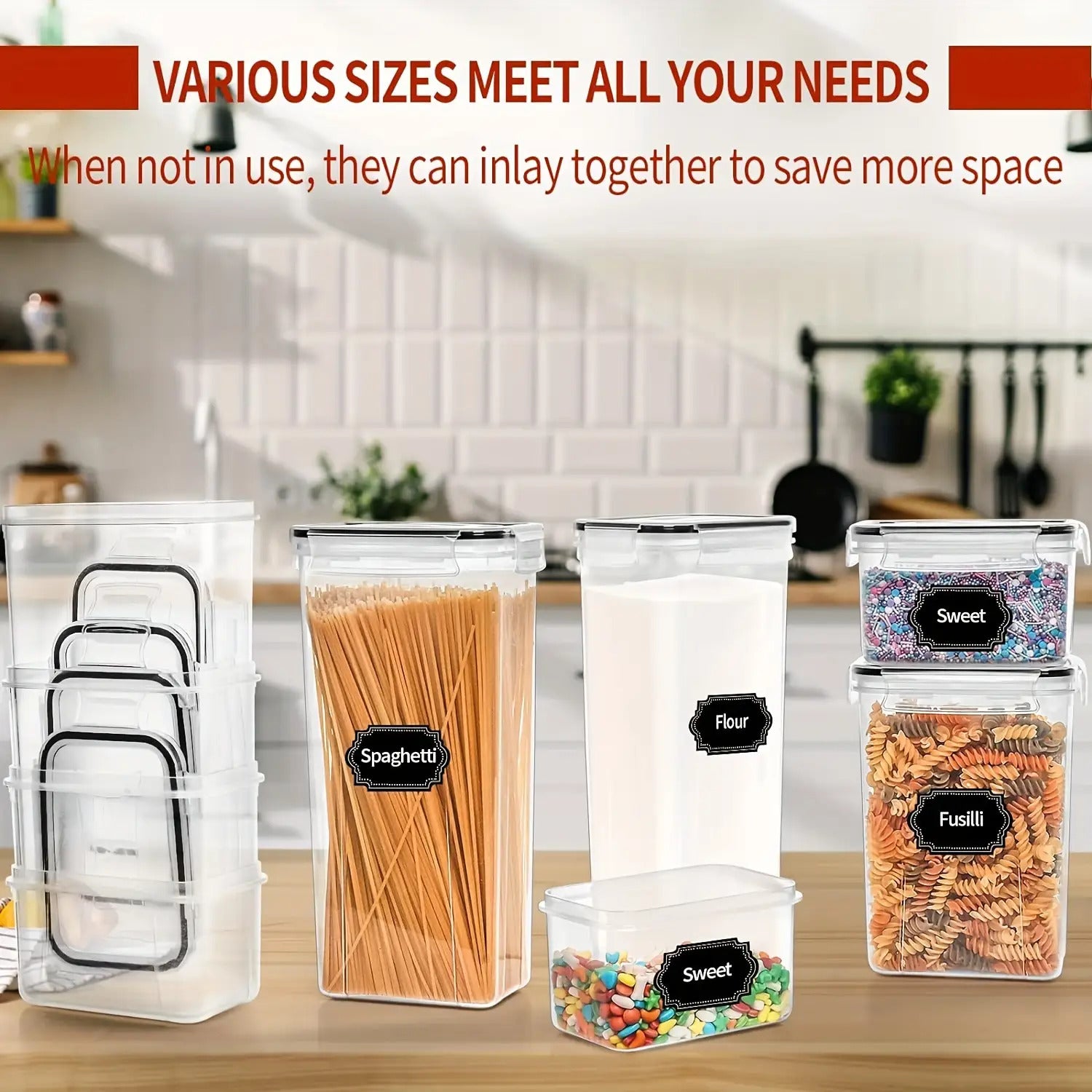 24-Piece BPA-Free Airtight Food Storage Containers with Lids – Plastic Kitchen & Pantry Organization Canisters – Includes 40 Labels – Black