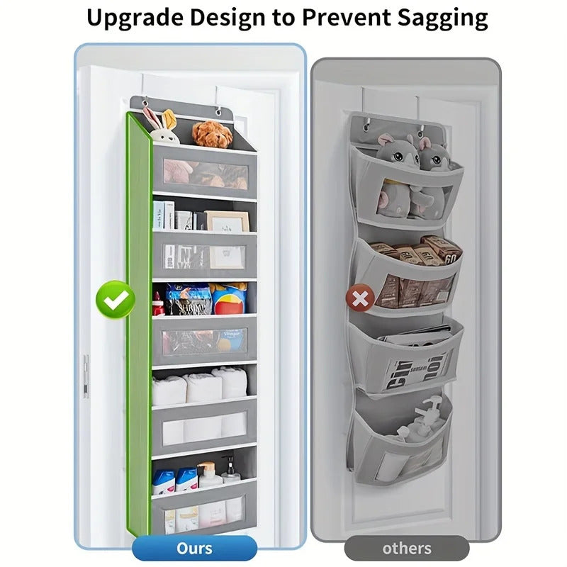 5-Shelf Hanging Door Organizer - Anti-Tilt Behind Door Storage with Large Capacity Pockets