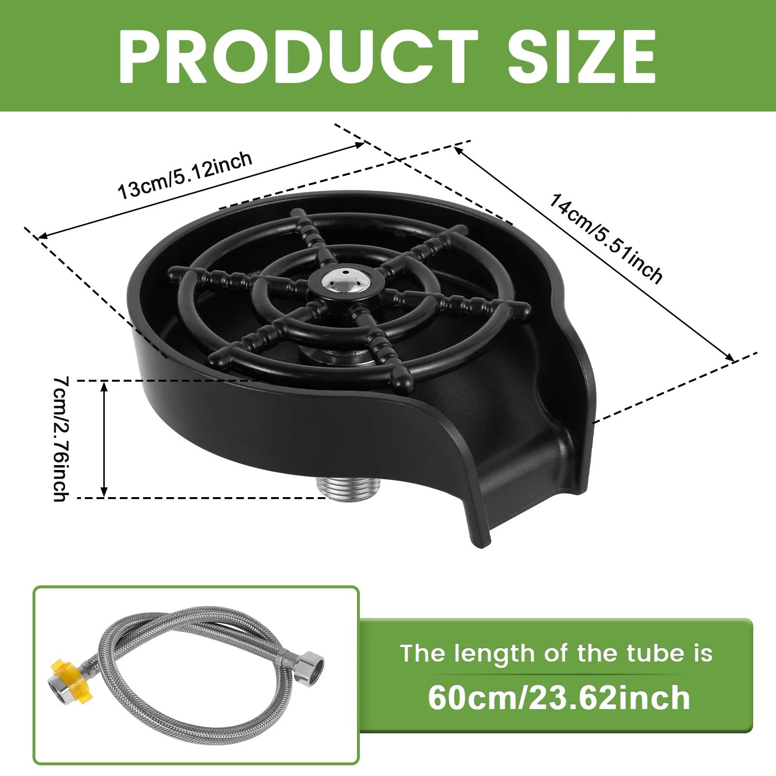 Stainless Steel Automatic Faucet Glass Rinser - Bottle Washer with Tee Connector & Water Pipe, Ideal Coffee Cup Cleaner