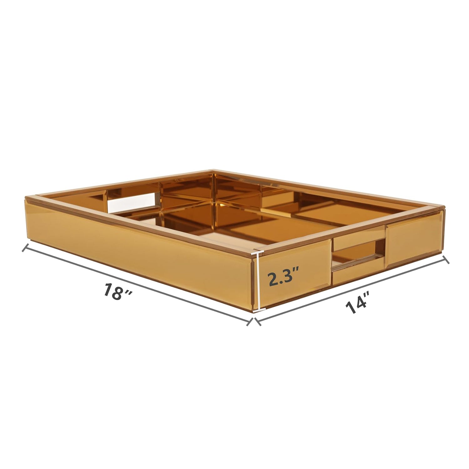 Large Rectangle Ottoman Trays Mirrored Durable Serving Trays with Handles Vanity Organizer Tray for Sofa Coffee Table