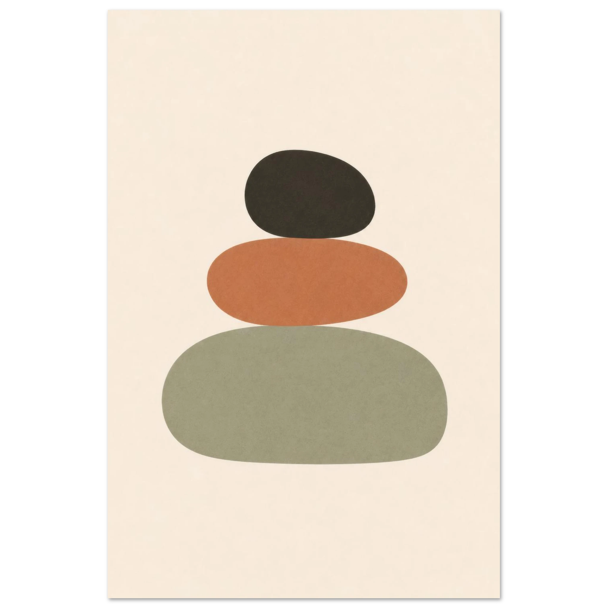 Balanced Stones minimalist nursery print, shown flat as an unframed matte poster