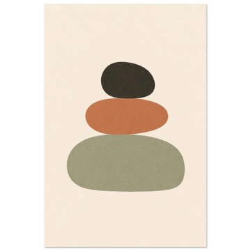 Balanced Stones minimalist nursery print, shown flat as an unframed matte poster