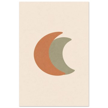 Crescent Moon minimalist nursery print, shown flat as an unframed matte poster