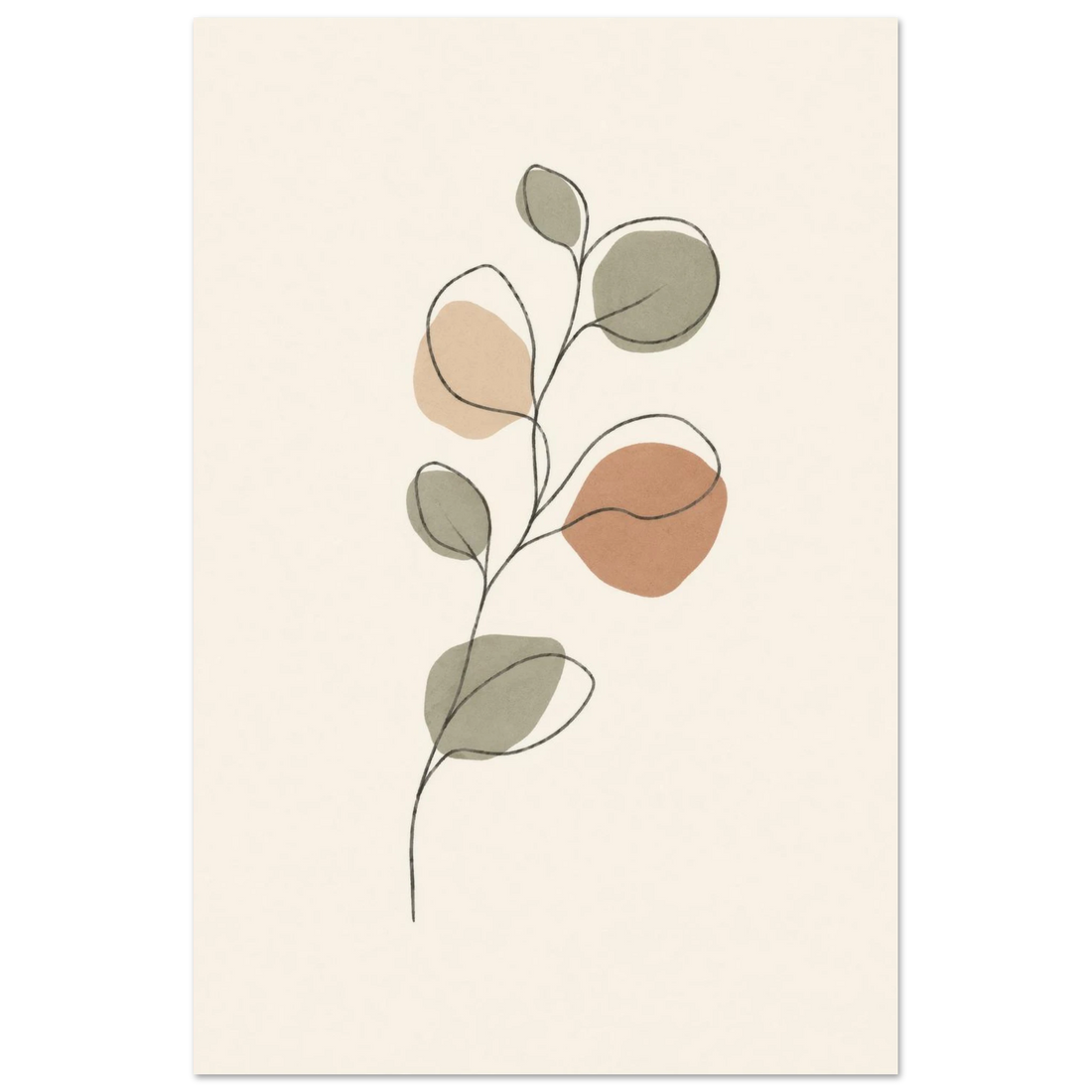 Eucalyptus Branch minimalist nursery print, shown flat as an unframed matte poster