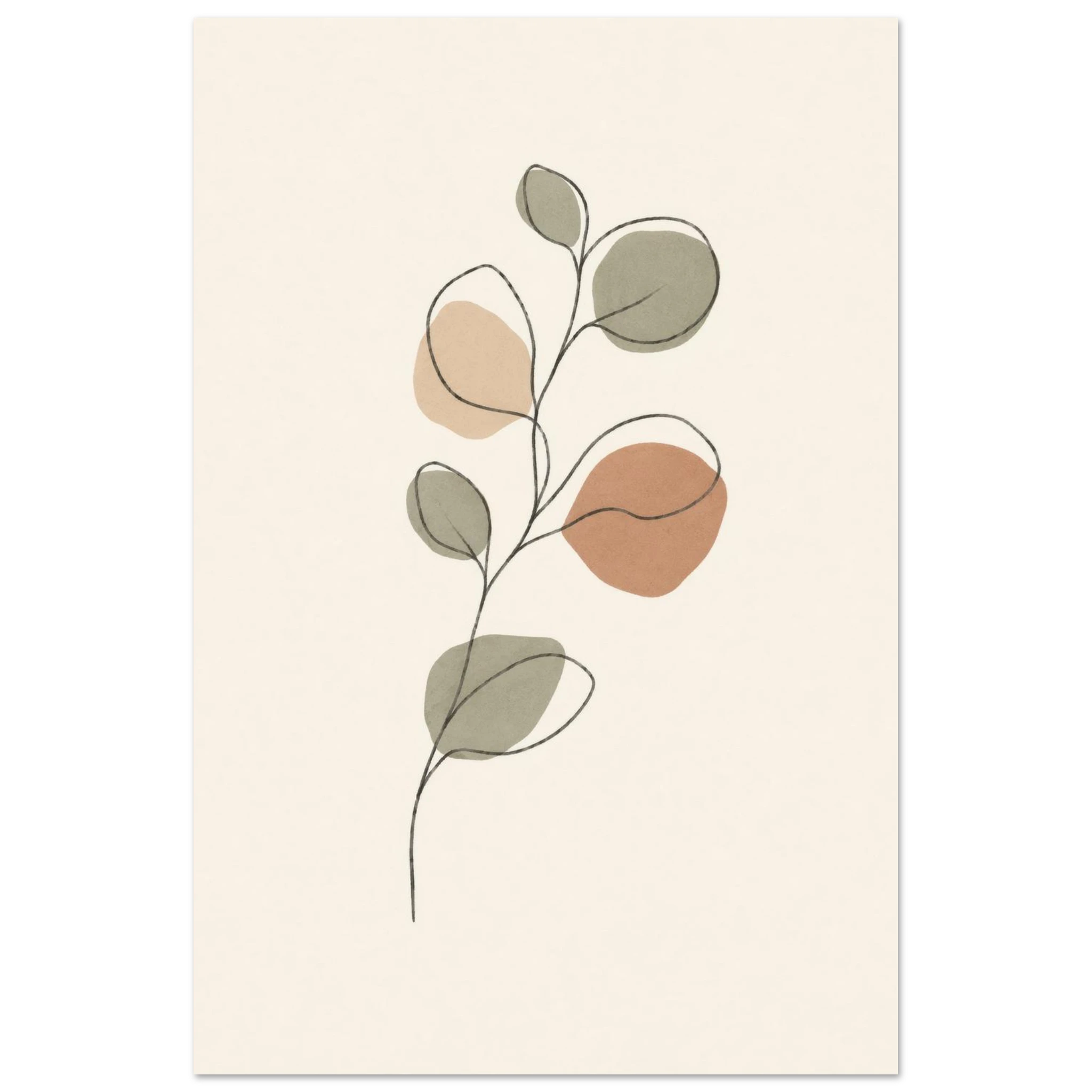 Eucalyptus Branch minimalist nursery print, shown flat as an unframed matte poster