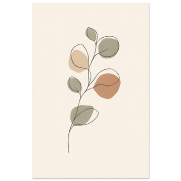 Eucalyptus Branch minimalist nursery print, shown flat as an unframed matte poster