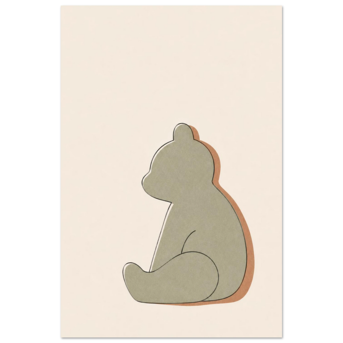 Little Bear minimalist nursery print, shown flat as an unframed matte poster