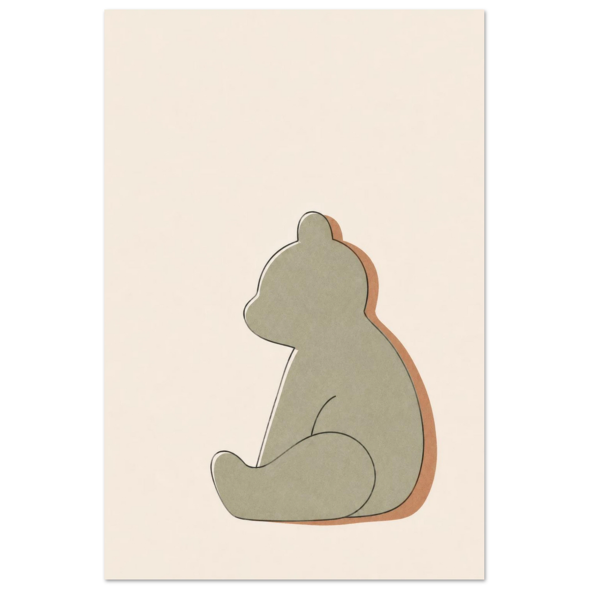 Little Bear minimalist nursery print, shown flat as an unframed matte poster