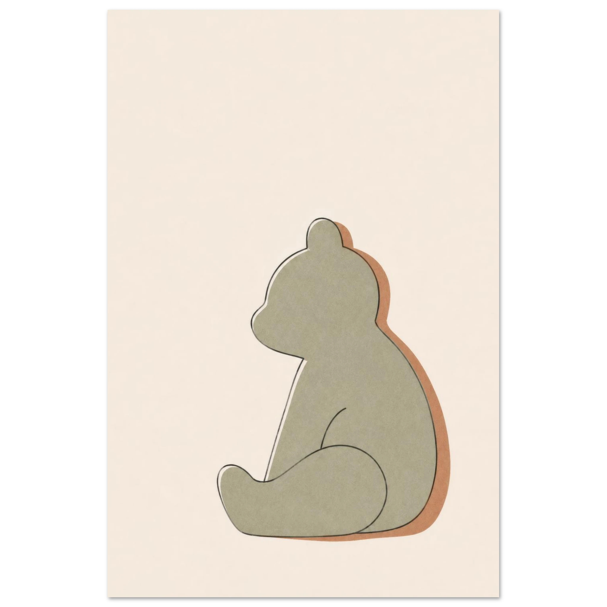 Little Bear minimalist nursery print, shown flat as an unframed matte poster
