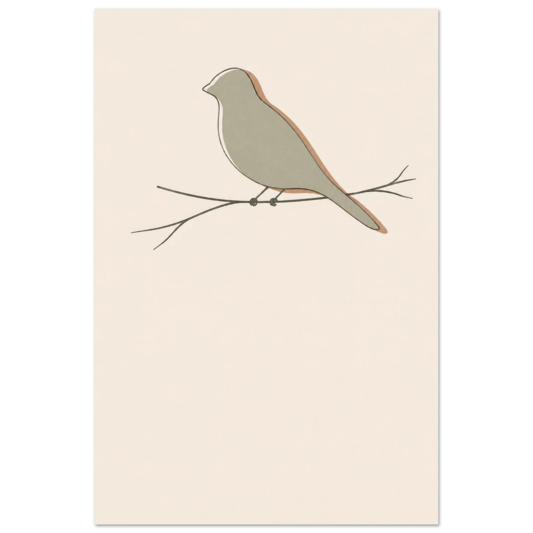 Little Bird minimalist nursery print, shown flat as an unframed matte poster