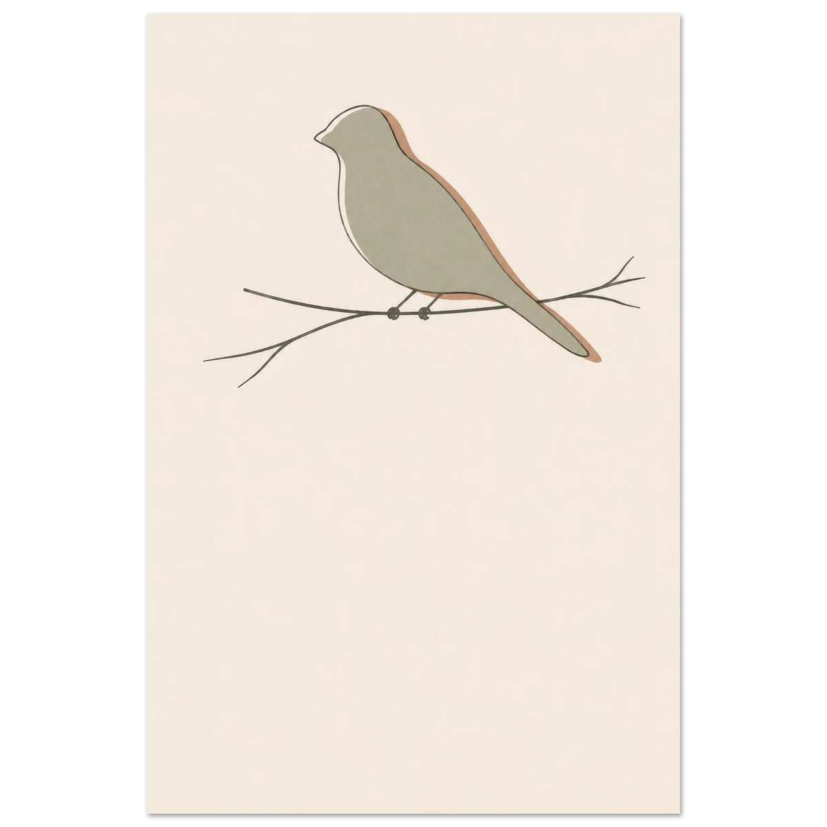 Little Bird minimalist nursery print, shown flat as an unframed matte poster