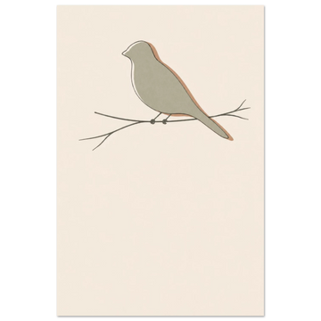 Little Bird minimalist nursery print, shown flat as an unframed matte poster