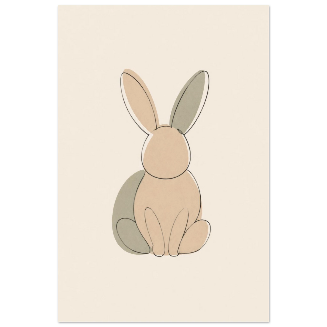 Little Bunny minimalist nursery print, shown flat as an unframed matte poster