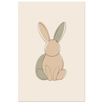 Little Bunny minimalist nursery print, shown flat as an unframed matte poster