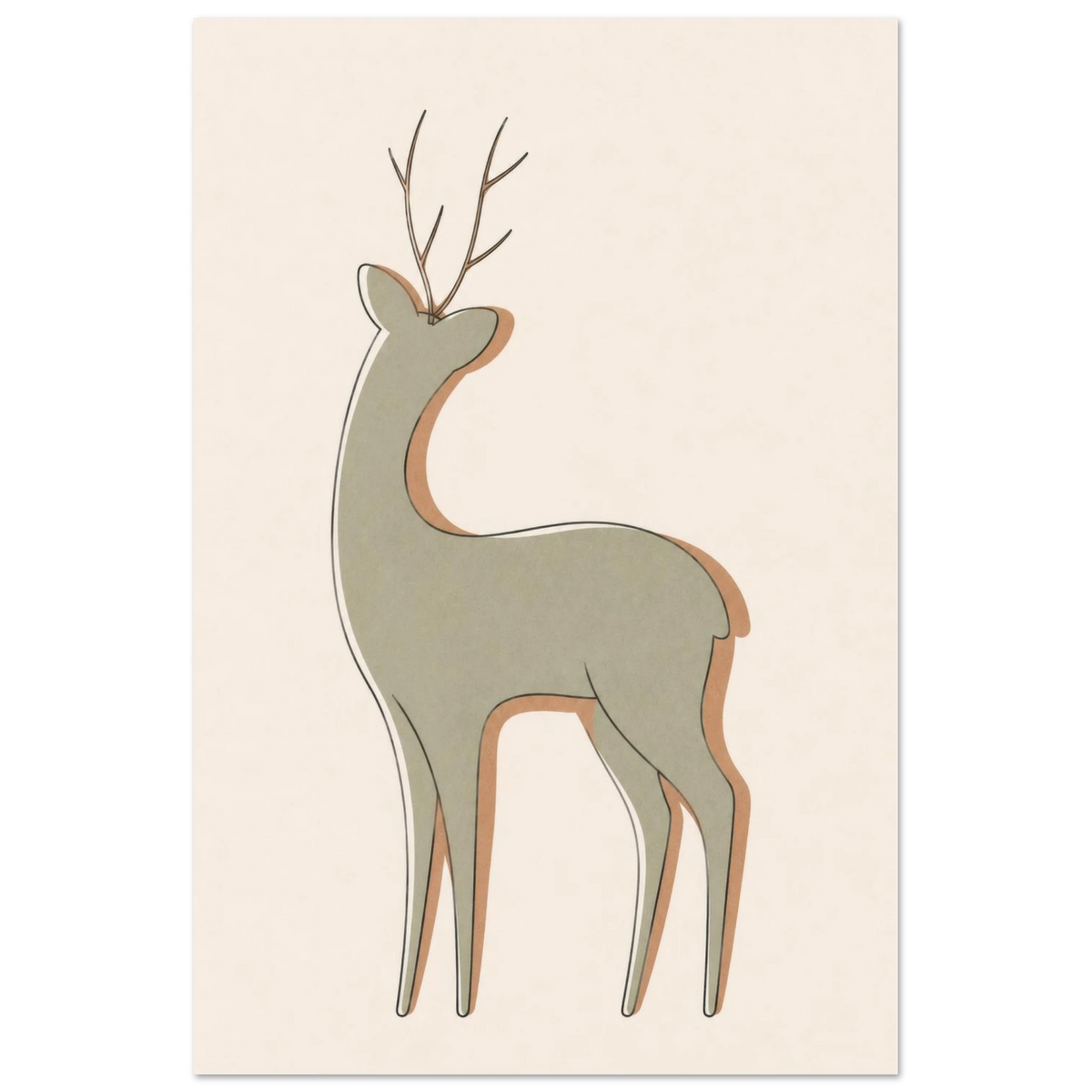 Little Deer nursery print in the 12 by 18 inch size, unframed matte poster