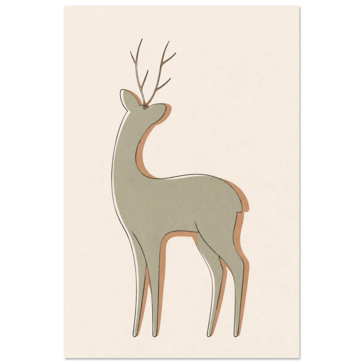Little Deer nursery print in the 24 by 36 inch size, unframed matte poster