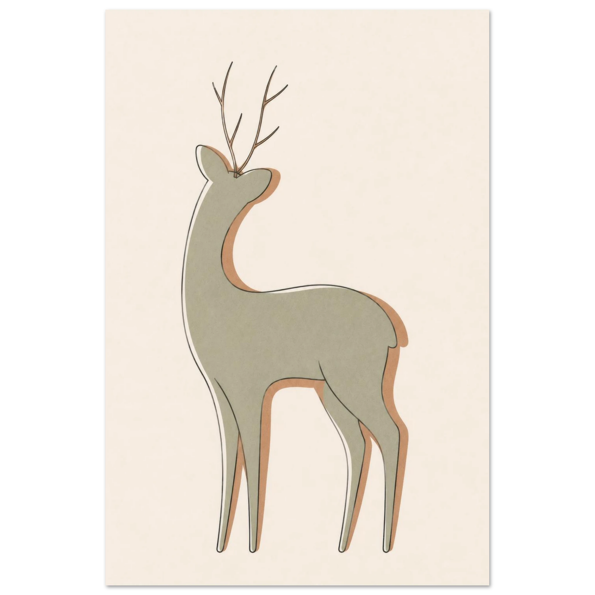 Little Deer minimalist nursery print, shown flat as an unframed matte poster