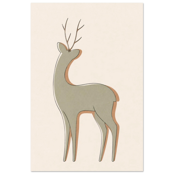 Little Deer minimalist nursery print, shown flat as an unframed matte poster