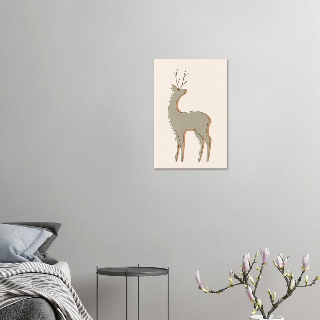 Little Deer minimalist nursery print, shown flat as an unframed matte poster