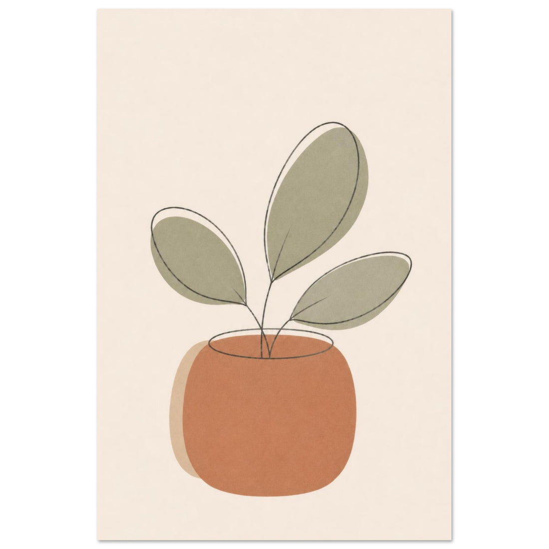 Little Potted Plant minimalist nursery print, shown flat as an unframed matte poster